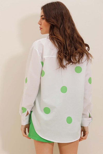 Millie női ing, Fehér/Zöld 5