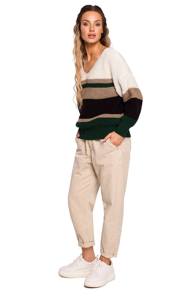 Aithne női pulóver, Fehér/Zöld 2