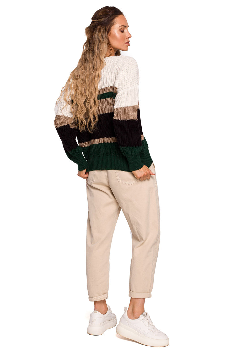 Aithne női pulóver, Fehér/Zöld 3