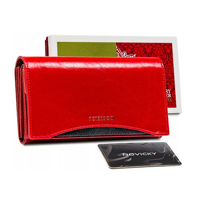 GPD465 valódi bőr női pénztárca, Piros/Fekete - RFID védelemmel 1