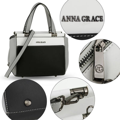 Antoinette női táska, Fekete/Fehér/Szürke 2