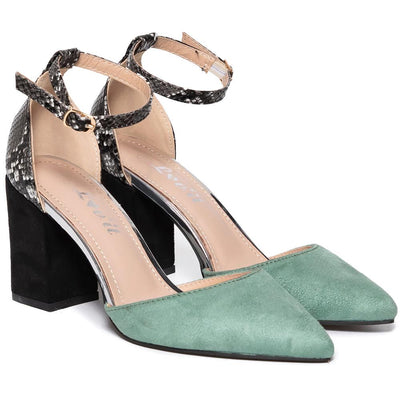 Ariella magassarkú cipő, Fekete/Zöld 2