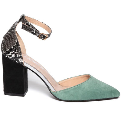 Ariella magassarkú cipő, Fekete/Zöld 3