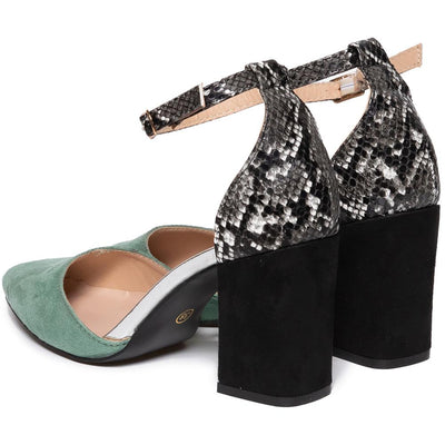 Ariella magassarkú cipő, Fekete/Zöld 4
