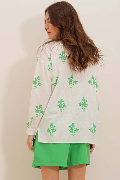Darana női ing, Fehér/Zöld 5