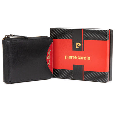 Pierre Cardin | GPB060 valódi bőr férfi pénztárca, Fekete/Piros - RFID védelemmel 2
