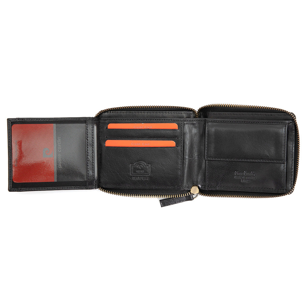 Pierre Cardin | GPB060 valódi bőr férfi pénztárca, Fekete/Piros - RFID védelemmel 4