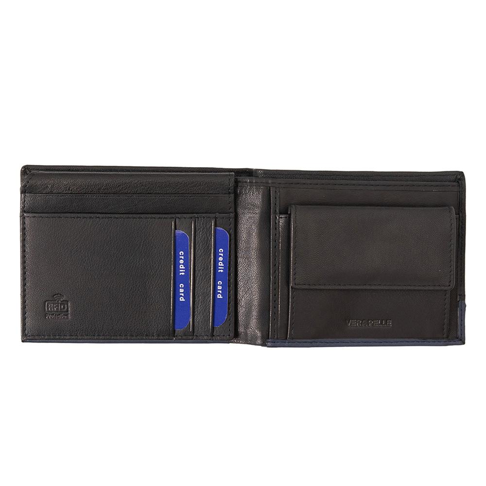 GPB668 valódi bőr férfi pénztárca, Fekete/Kék - RFID védelemmel 3