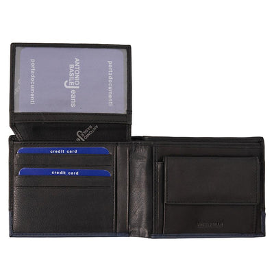 GPB668 valódi bőr férfi pénztárca, Fekete/Kék - RFID védelemmel 4