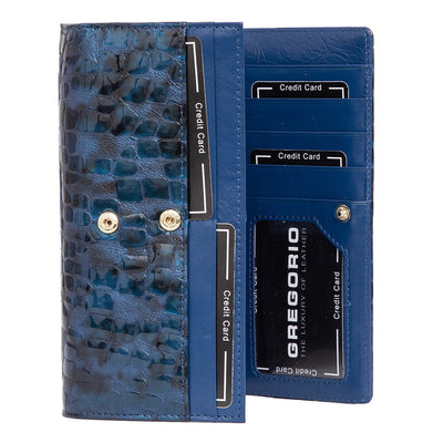 GPD406 valódi bőr női pénztárca, Kék 4