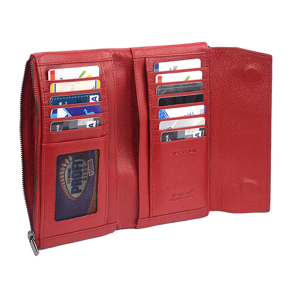 GPD432 valódi bőr női pénztárca, Piros - RFID védelemmel 2