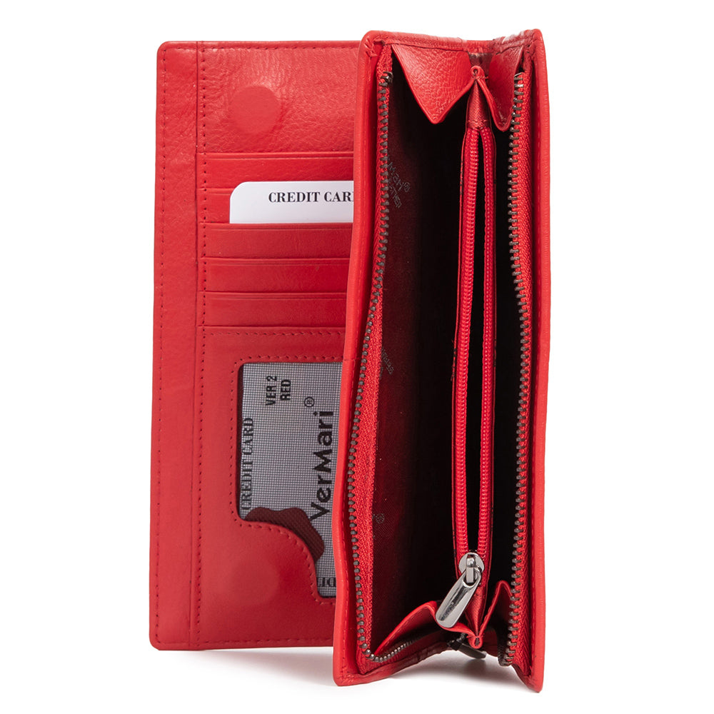 GPD435 valódi bőr női pénztárca, Piros - RFID védelemmel 3