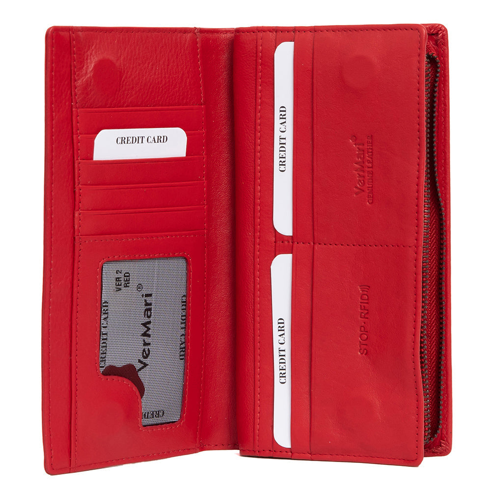 GPD435 valódi bőr női pénztárca, Piros - RFID védelemmel 4