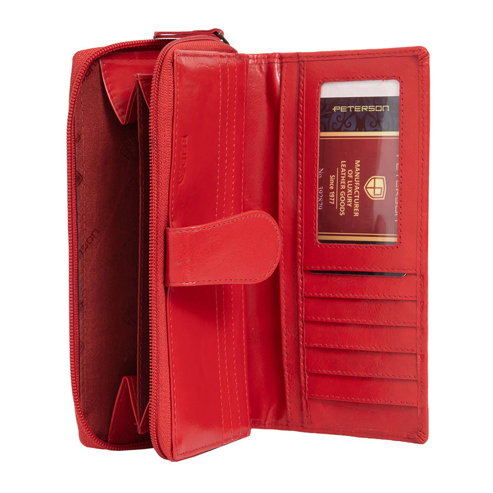 GPD438 valódi bőr női pénztárca, Piros - RFID védelemmel 3