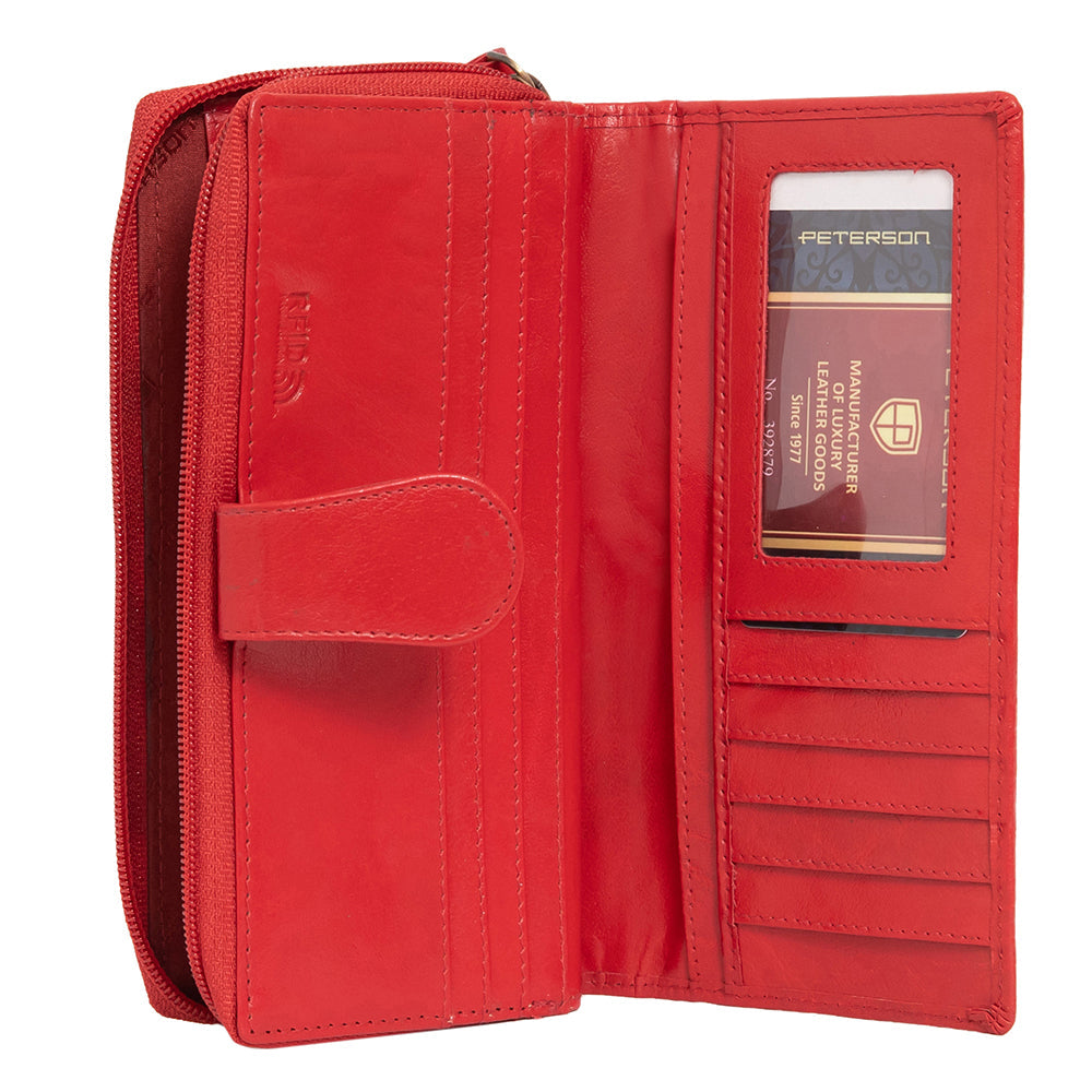 GPD438 valódi bőr női pénztárca, Piros - RFID védelemmel 4
