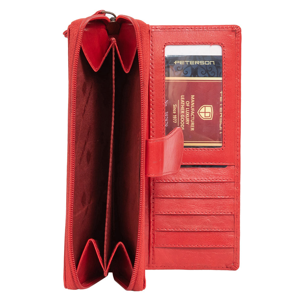 GPD438 valódi bőr női pénztárca, Piros - RFID védelemmel 5