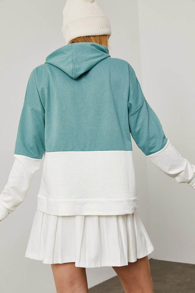 Mailyn női kapucnis pulóver, Zöld/Fehér 6