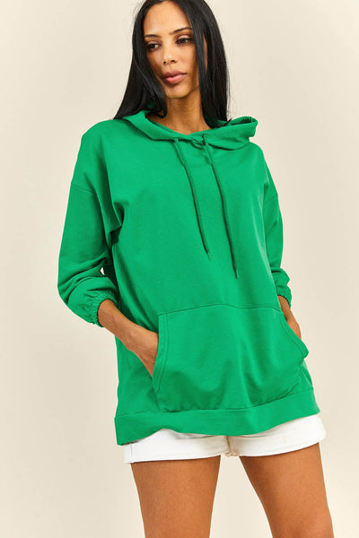 Malou női kapucnis pulóver, Zöld 1