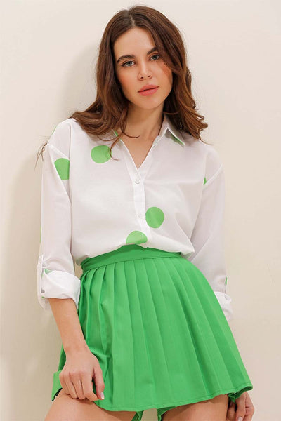 Millie női ing, Fehér/Zöld 1