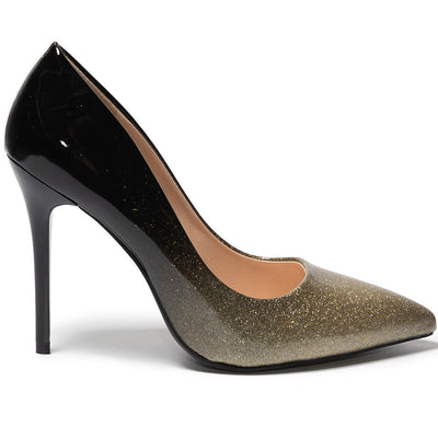 Nasyra magassarkú cipő, Fekete/Aranysárga 3