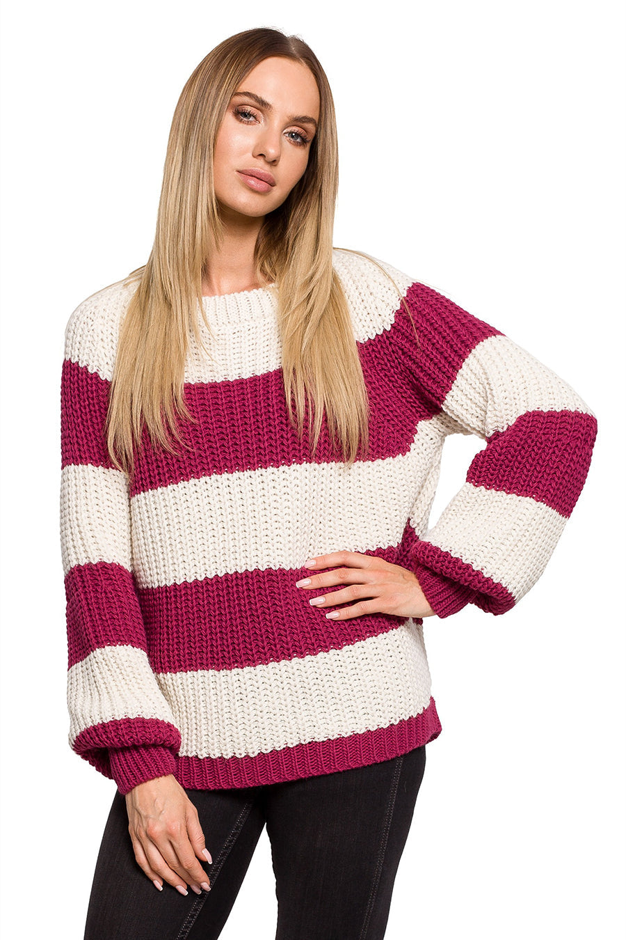 Meira női pulóver, Fehér/Rózsaszín 3