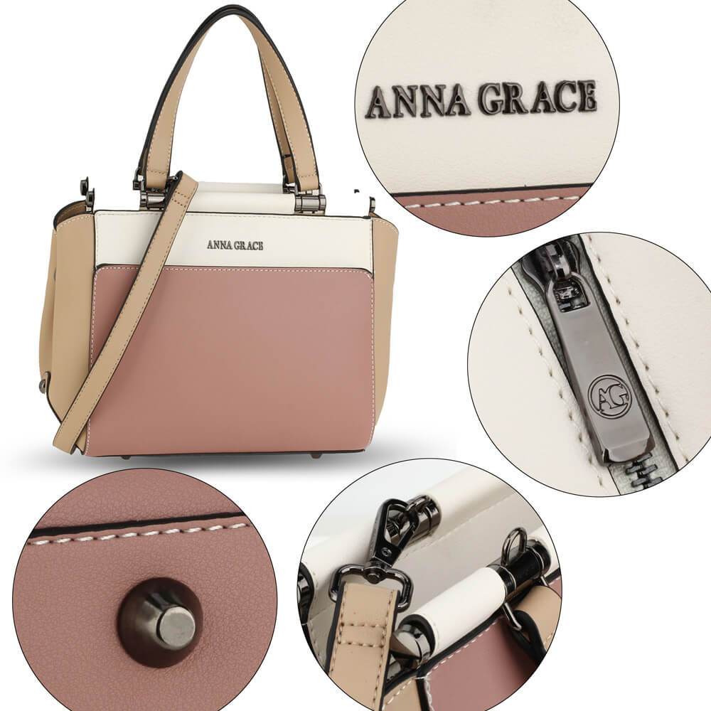 Antoinette női táska, Rózsaszín/Fehér/Bézs 2