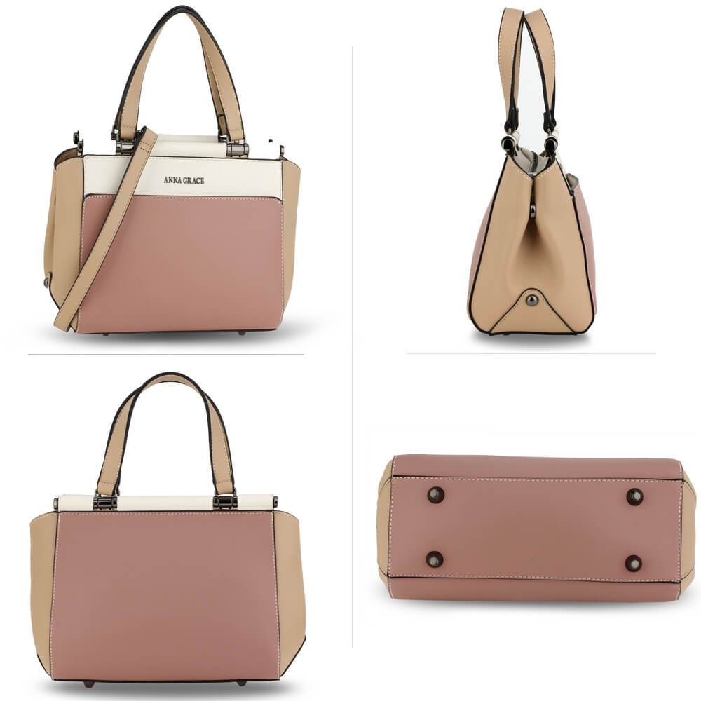 Antoinette női táska, Rózsaszín/Fehér/Bézs 3