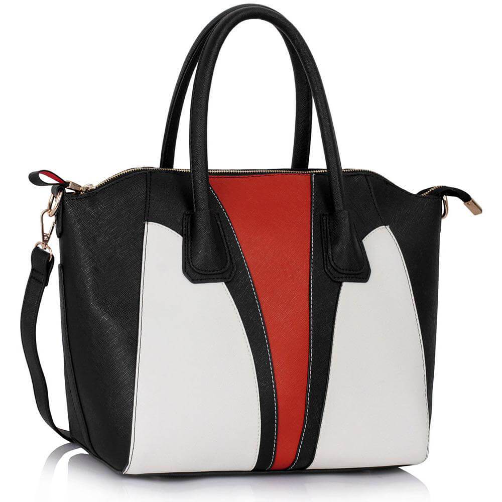 Cristal női táska, Fekete/Fehér/Piros 1