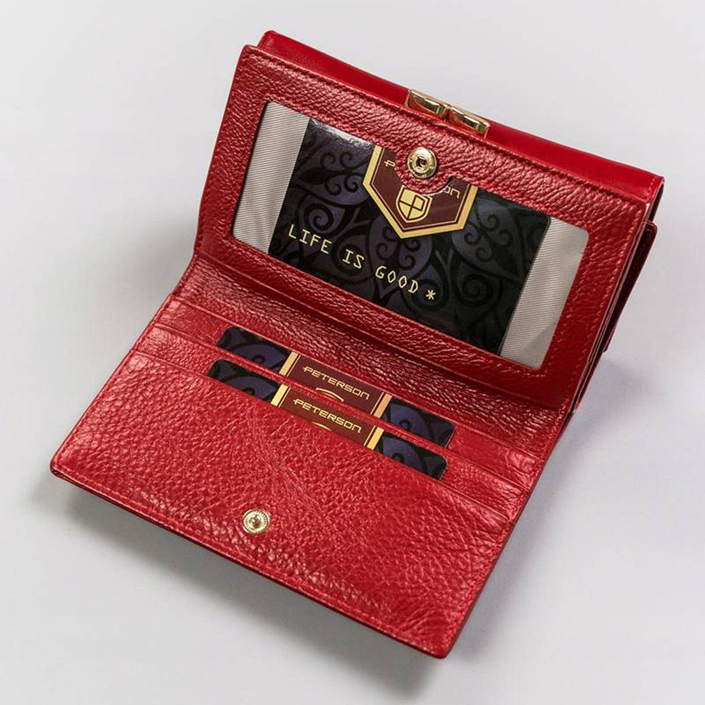 GPD461 valódi bőr női pénztárca, Piros - RFID védelemmel 5