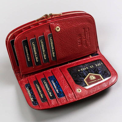 GPD458 valódi bőr női pénztárca, Piros - RFID védelemmel 5