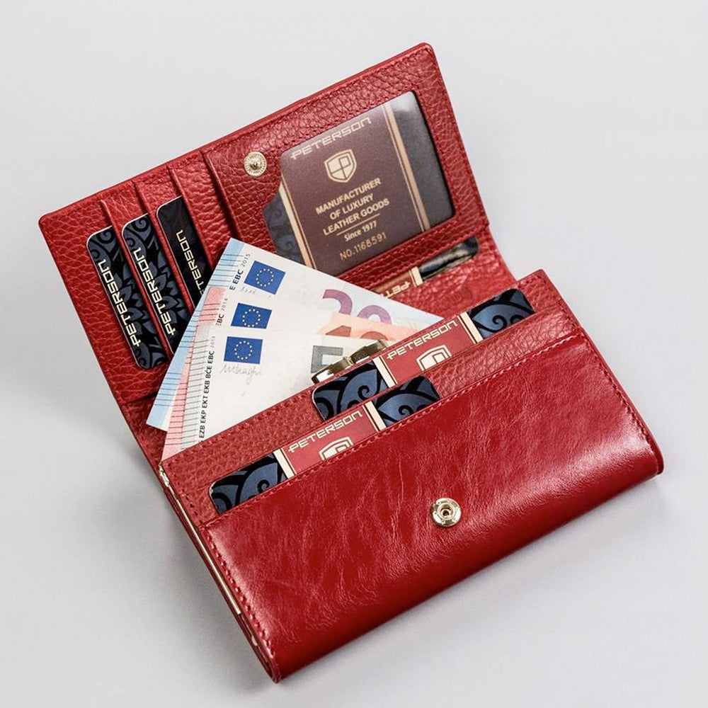 GPD457 valódi bőr női pénztárca, Piros/Kék - RFID védelemmel 4