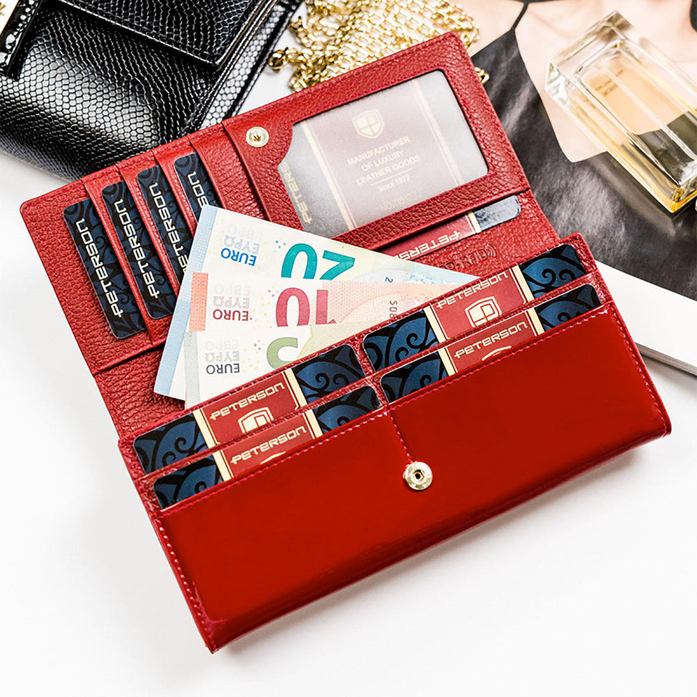 GPD454 valódi bőr női pénztárca, Piros - RFID védelemmel 4